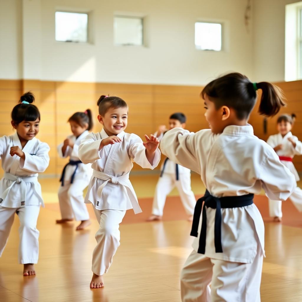 Children practicing taekwondo at LYONNS FITNESS
